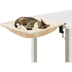 Erinnyees Cat Desk Bed, Cat Hammock for Desk, Washable Soft Plush Pet Mat, Supporting up to 44 Pounds, Nest Bed, Modern Pet Furniture Suitable for Home and Office, Square