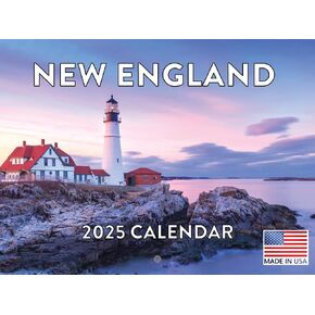 New England Calendar 2025 Monthly Wall Calender 12 Month | American Made In The USA