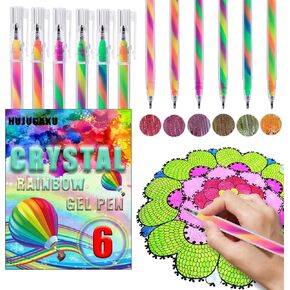 Rainbow Gel Pens, Crystal Colored Medium Point Pens with 300% More Ink Write Smooth for Adults Coloring Books Drawing Doodling Crafts Scrapbooks Bullet Journaling