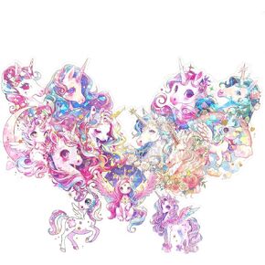 Sparkly Unicorn Stickers - 30 Pcs Clear PET Glitter Cute Kawaii Stickers for Scrapbook, Journal, Junk Journal, Collage - Holographic Transparent for Resin, Craft, Scrapbook Supplies