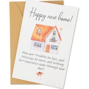 Happy New Home Card, 8.07x5.31in Funny Housewarming Greeting Card, Congratulations on Your New House Warming Card with Envelope, Welcome New Apartment Card, New Home Card Gift