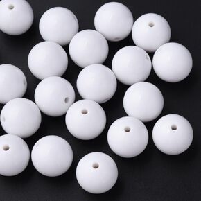 Ornazy 100 pcs 20mm أبيض أكريليك جولة الخرز غامضة غامضة الخرزات بذرة ناعمة مكتنزة للقرص وقلادة وصنع لوازم الصياغة