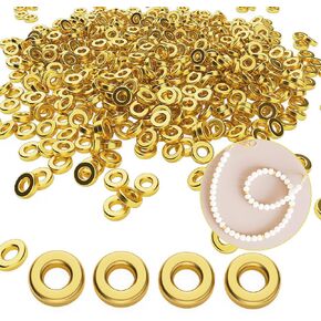 1000PCS 6mm Flat Round Spacer Beads, Spacer Beads, 6mm Round Disk Spacer Beads, Flat Spacer Beads, Loose Disc Beads for DIY Bracelet Necklace Earring Jewelry Making Supplies(Golden)