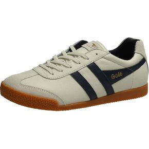 Gola Men's Harrier Leather Sneaker, Off-White/Navy/Navy, 9