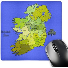 3Drose Mouse Pad Map Colorful Green Map لجميع أيرلندا والجمهورية الأيرلندية وأيرلندا الشمالية مع جميع المقاطعات المعروضة. - 8 × 8 بوصات (MP_110030_1) ، أبيض