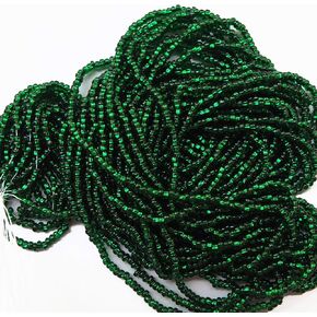 Seed Beads 10/0 Czech Green Lined Silver Glass Rocailles (one Hank Pack)