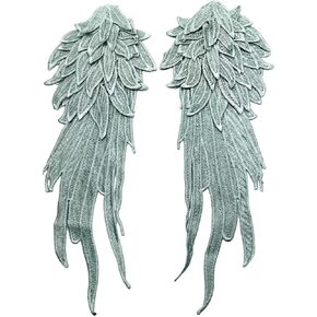 1Pair Rose Embroidery Angel Wing Applique Sewing Flower Collar Patch,Wing Shape Trim Patches for Dress Clothes Accessory