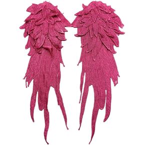 1Pair Rose Embroidery Angel Wing Applique Sewing Flower Collar Patch,Wing Shape Trim Patches for Dress Clothes Accessory in Kuwait