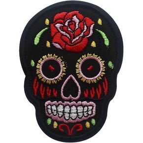 Mexico Skull Embroidery Patch Tactical Gear Badges Funny Biker Travel Emblem Armband Sticker Hook Loop Embroidered Decorative Patches Applique for Backpack (Orange)