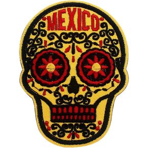 Mexico Skull Patch Patch Tactical Gear Stadges مضحك راكب الدراجة النارية Emblem Stapplick Loop Patches Patches Decoritive Patches Thebique لحقائب الظهر (Orange) in Kuwait