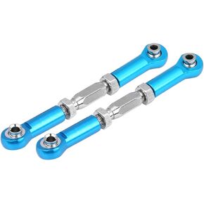 RC Steering Linkage Rod, 2 Piece Metal Arm Steering Rod Link, Servo Link Pull Rod for RC Car, Compatible with HSP94111 94188 RC Car Truck(Blue)