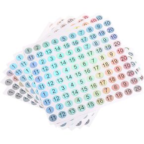 MECCANIXITY Laser Number Stickers, Number 1 to 20 Round Self Adhesive Reflective Sticker for Inventory, Storage Organizing, 10 Sheets(1000pcs)