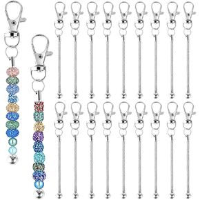 20 Pcs Beadable Keychain Bar Bulk, 3mm Big Hole, Blank Metal Beaded Keychains, Suitable for Beads with apertures Greater Than 3.2 mm