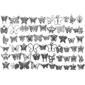 Assorted Butterfly Charm Pendant Connector for DIY Jewelry Making Findings(60pcs,Small Size)