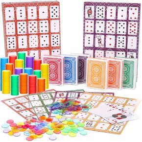 مجموعة لعبة Zubebe 642 Pack Poker Keno مع البطاقات والبطاقات التي تلعب البطاقة لعبة البوكر متعددة الألوان مع لعبة Bingo Chips Keno لجمع النشاط Group Family Night