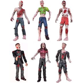 6 Pcs Zombie Dolls Action Figures Toys Walking Dead Toys Terror Corpse Articulated Joints Miniature Model for Halloween Party Decorations As Gifts for Kids Toys