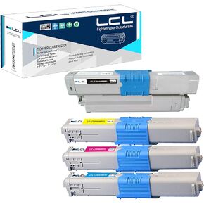 LCL Compatible Toner Cartridge Replacement for OKI 44469801 44469703 44469702 44469701 Type C17 C310 C310DN C330 C330DN C510 C331 C530DN C531 MC361 MC362 MC561 MC562W MC890 MC950 MFP (KCMY 4-Pack)