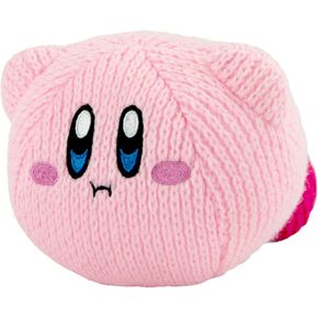 TOMY Nuiguru Knit Kirby Plush - Hovering Kirby Plushie - Knit Plushies - Soft and Squishy Kawaii Plushies - Video Game Collectibles - Gaming Room Decor - 6 Inch