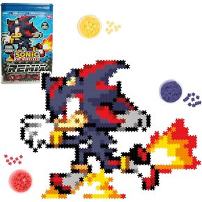 Jixelz Remix Sonic The Hedgehog Craft Kit - Sonic and Ring - No Heat or Glue Required - STEM Building Toys - Pixel Art for Bedroom or College Dorm Room Decor - 700+ Pieces - Ages 8 Years and Up