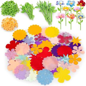 Fabric Flower Bouquets Toys, DIY Craft Kits Toys for Kids - Flower Market Toy, Build Your Flower Bouquet, Arts & Crafts for 4 5 6 7 8 Year Toddler Girl, Educational Activity Preschool B-Day Gifts