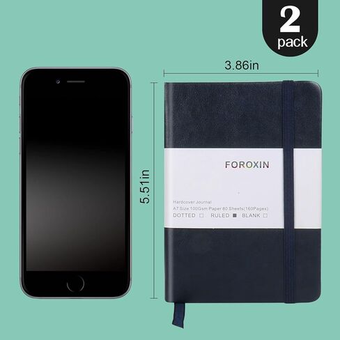 دفتر مجلة Pocket Journal ، 2 حزمة ، (أخضر داكن) ، 160 صفحة ، صغيرة ، 3.86 بوصة × 5.51 بوصة - 100 GSM ورقة سميكة ، غلاف فني in Kuwait
