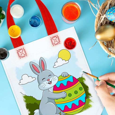 Kacctyen 45pcs Easter Coloring Goodie Bags Color Your Own Graffiti Bags Reusable Art Party Favor for Easter Barnyard Birthday in Kuwait