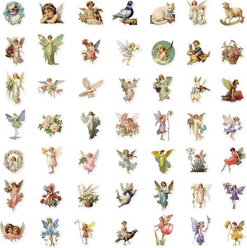 50 Pcs Vintage Stickers Angel Stickers for Scrapbooking Hand Ledger Phone Case Laptop Diary DIY Crafts Journaling Stickers Waterproof Stickers, 028-ST in Saudi Arabia