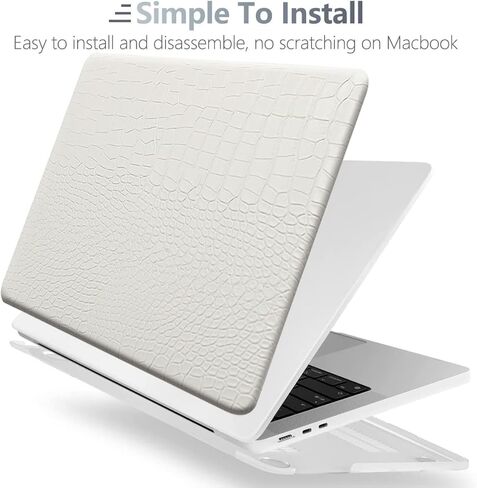 KEROM Compatible with MacBook Air 13 inch Case 2017-2010 Release A1369 A1466, Crocodile Skin Alligator Skin PU Leather Hard Shell Case & Keyboard Cover for Mac Air 13 2010-2017 (Older Version), Black in Saudi Arabia