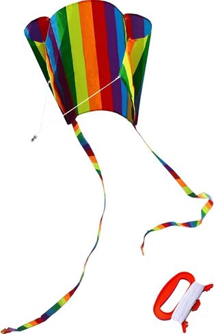 HENGDA KITE for Kids&Adults Rainbow Parafoil Kite with Long Tail,with 700 Feet Kite Reel String, Easy to Fly, Suitable for Children to Play, do not Need to Assemble，Perfect for Beach Fun in Saudi Arabia
