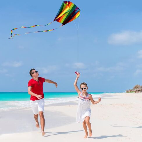 HENGDA KITE for Kids&Adults Rainbow Parafoil Kite with Long Tail,with 700 Feet Kite Reel String, Easy to Fly, Suitable for Children to Play, do not Need to Assemble，Perfect for Beach Fun in Saudi Arabia