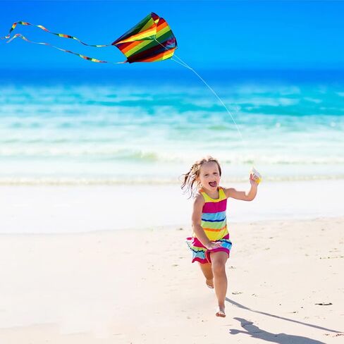 HENGDA KITE for Kids&Adults Rainbow Parafoil Kite with Long Tail,with 700 Feet Kite Reel String, Easy to Fly, Suitable for Children to Play, do not Need to Assemble，Perfect for Beach Fun in Saudi Arabia