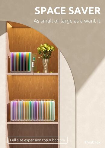 ThinkTex 26 Pockets Accordion File Organizer, Upright & Open Top, A-Z Colorful Tabs, Larger Capacity Expanding File Folder, Letter/A4 Size for School, Home and Office - Green in Saudi Arabia