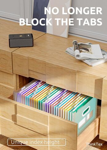 ThinkTex 26 Pockets Accordion File Organizer, Upright & Open Top, A-Z Colorful Tabs, Larger Capacity Expanding File Folder, Letter/A4 Size for School, Home and Office - Green in Saudi Arabia