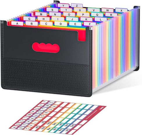 ThinkTex 26 Pockets Accordion File Organizer, Upright & Open Top, A-Z Colorful Tabs, Larger Capacity Expanding File Folder, Letter/A4 Size for School, Home and Office - Green in Saudi Arabia