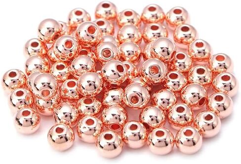 50pcs Smooth Ball Spacer Beads for Making Jewelery DIY Earring Bracelet Metal Beads Accessory (gold) in Kuwait