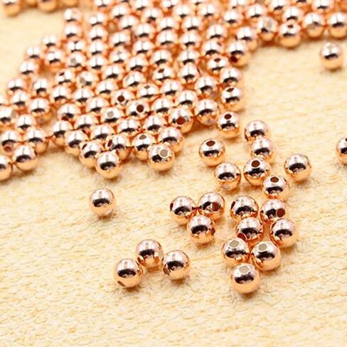 50pcs Smooth Ball Spacer Beads for Making Jewelery DIY Earring Bracelet Metal Beads Accessory (gold) in Kuwait