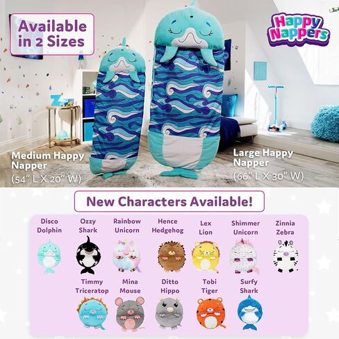 Happy Nappers Pillow & Sleepy Sack- Comfy, Cozy, Compact, Super Soft, Warm, All Season, Sleeping Bag with Pillow- Blue Shark (Large 66" x 30") in Kuwait