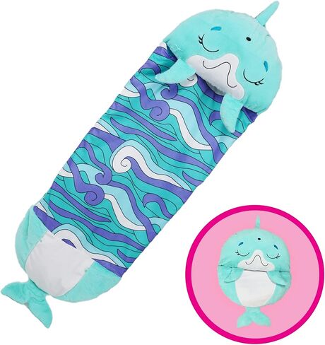 Happy Nappers Pillow & Sleepy Sack- Comfy, Cozy, Compact, Super Soft, Warm, All Season, Sleeping Bag with Pillow- Blue Shark (Large 66" x 30") in Kuwait