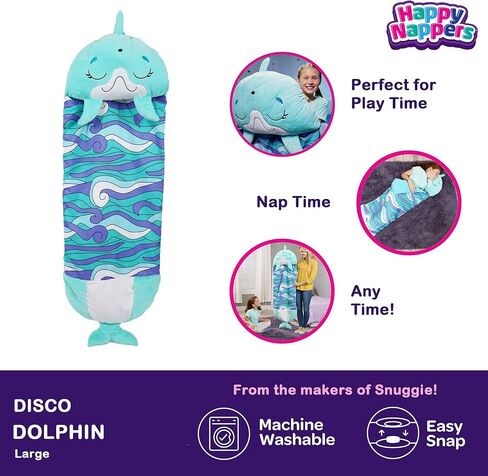 Happy Nappers Pillow & Sleepy Sack- Comfy, Cozy, Compact, Super Soft, Warm, All Season, Sleeping Bag with Pillow- Blue Shark (Large 66" x 30") in Kuwait