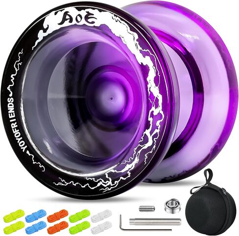 7YO Professional Responsive Yoyo for Beginners, Fingerspin Yoyo for Kids, Dual Purpose Yo-yo AOE Tug Return with 10 Strings, Bag, KK Bearing, Axle, Bearing Removal Tool (Blue Yellow) in Saudi Arabia