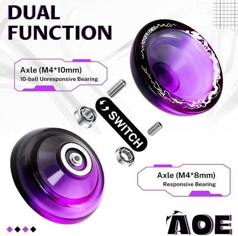 7YO Professional Responsive Yoyo for Beginners, Fingerspin Yoyo for Kids, Dual Purpose Yo-yo AOE Tug Return with 10 Strings, Bag, KK Bearing, Axle, Bearing Removal Tool (Blue Yellow) in Saudi Arabia