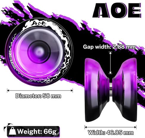 7YO Professional Responsive Yoyo for Beginners, Fingerspin Yoyo for Kids, Dual Purpose Yo-yo AOE Tug Return with 10 Strings, Bag, KK Bearing, Axle, Bearing Removal Tool (Blue Yellow) in Saudi Arabia