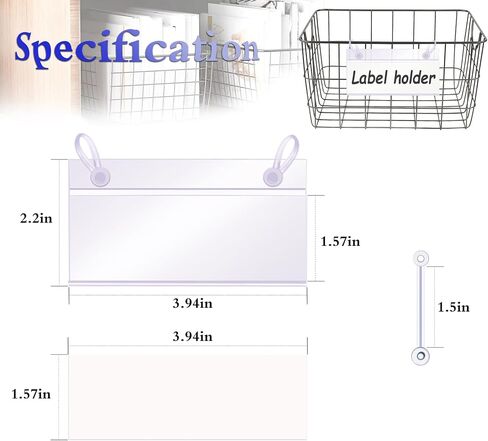 ELEMGULY Basket Label Holders, 40PCS Plastic Basket Label Clips with Easy Button Lock Design, Wire Shelf Label Holder Wire Rack Display Holder Price Sign for Home Market (40pcs Label Paper Included) in Kuwait