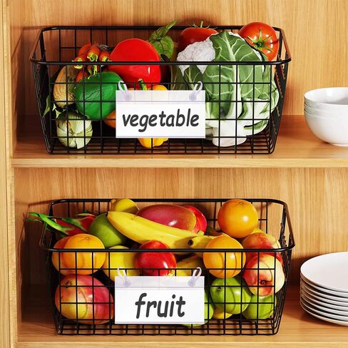 ELEMGULY Basket Label Holders, 40PCS Plastic Basket Label Clips with Easy Button Lock Design, Wire Shelf Label Holder Wire Rack Display Holder Price Sign for Home Market (40pcs Label Paper Included) in Kuwait