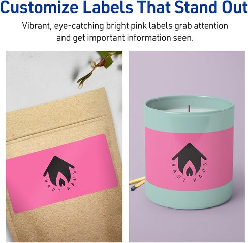 Avery Printable Rectangle Labels with Sure Feed Technology, 2" x 6", Bright Pink Labels, Print-to-The-Edge, Laser/Inkjet, 40 Total, Great for Candle Labels and Ingredient Labels in Saudi Arabia