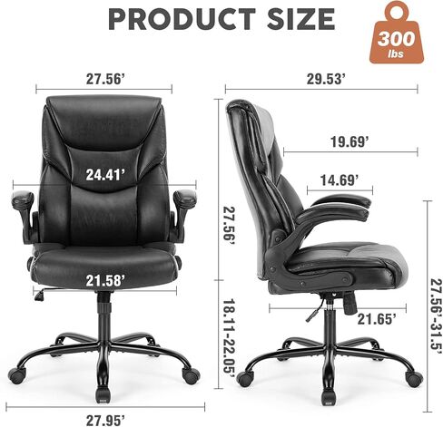 Elevon Computer Gaming Chair, Ergonomic Office Chair Heavy Duty Task Desk Chair with Flip-up Arms, PU Leather, Adjustable Swivel Rolling Chair with Wheels in Saudi Arabia