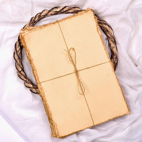 LEATHER VILLAGE Watercolor Paper- 6 X 4 inches - 25 Sheets Watercolor Paper for Drawing, Sketching, Wedding Cards & Crafts - 150 GSM Thick Deckle Edge Virgin Cotton Handmade Paper - Vintage in Kuwait