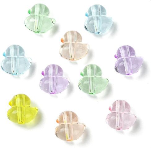 LiQunSweet 400 Pcs Mixed Color Transparent Duck Acrylic Beads Lovely Animal Loose Beads for DIY Jewelry Bracelet Crafts Gifts Keychain Decorations in Kuwait