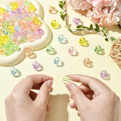 LiQunSweet 400 Pcs Mixed Color Transparent Duck Acrylic Beads Lovely Animal Loose Beads for DIY Jewelry Bracelet Crafts Gifts Keychain Decorations in Kuwait