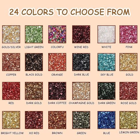 Crushed Glass Craft Glitter Fine for Resin Art, 24 Colors Small Broken Glass Resin Accessories Irregular Metallic Crystal Chips Chunky Sequins for Nail DIY Vase Filler Epoxy Jewelry Making Decoration in Kuwait
